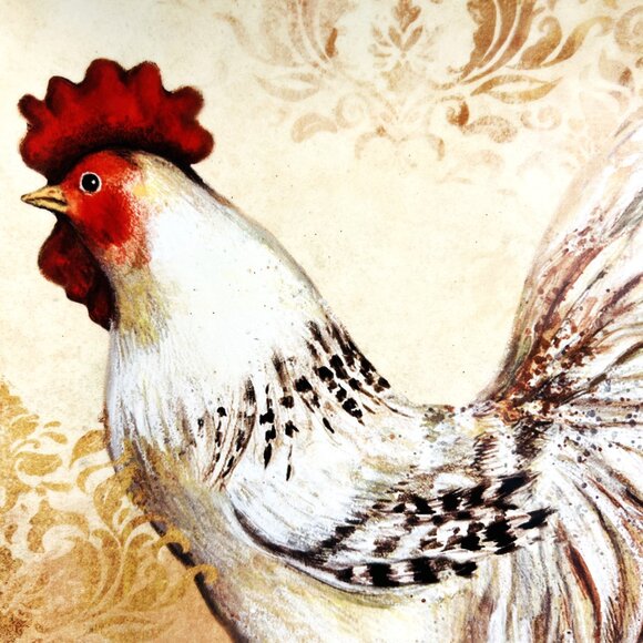 Susan Winget Farmhouse Rooster Square Serving Plate Certified International 10" - Picture 4 of 5